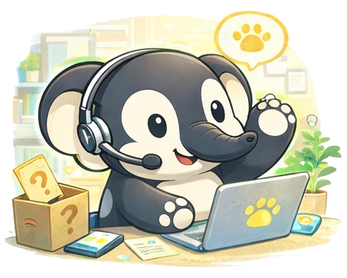 Elefante en videollamada sobre mascota perdida/encontrada