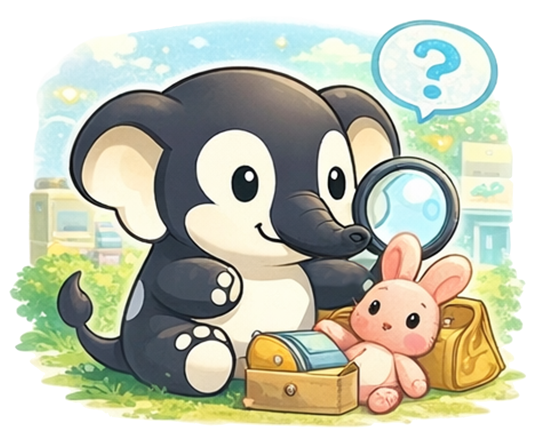 Elefante encontrando juguete entre cosas descartadas